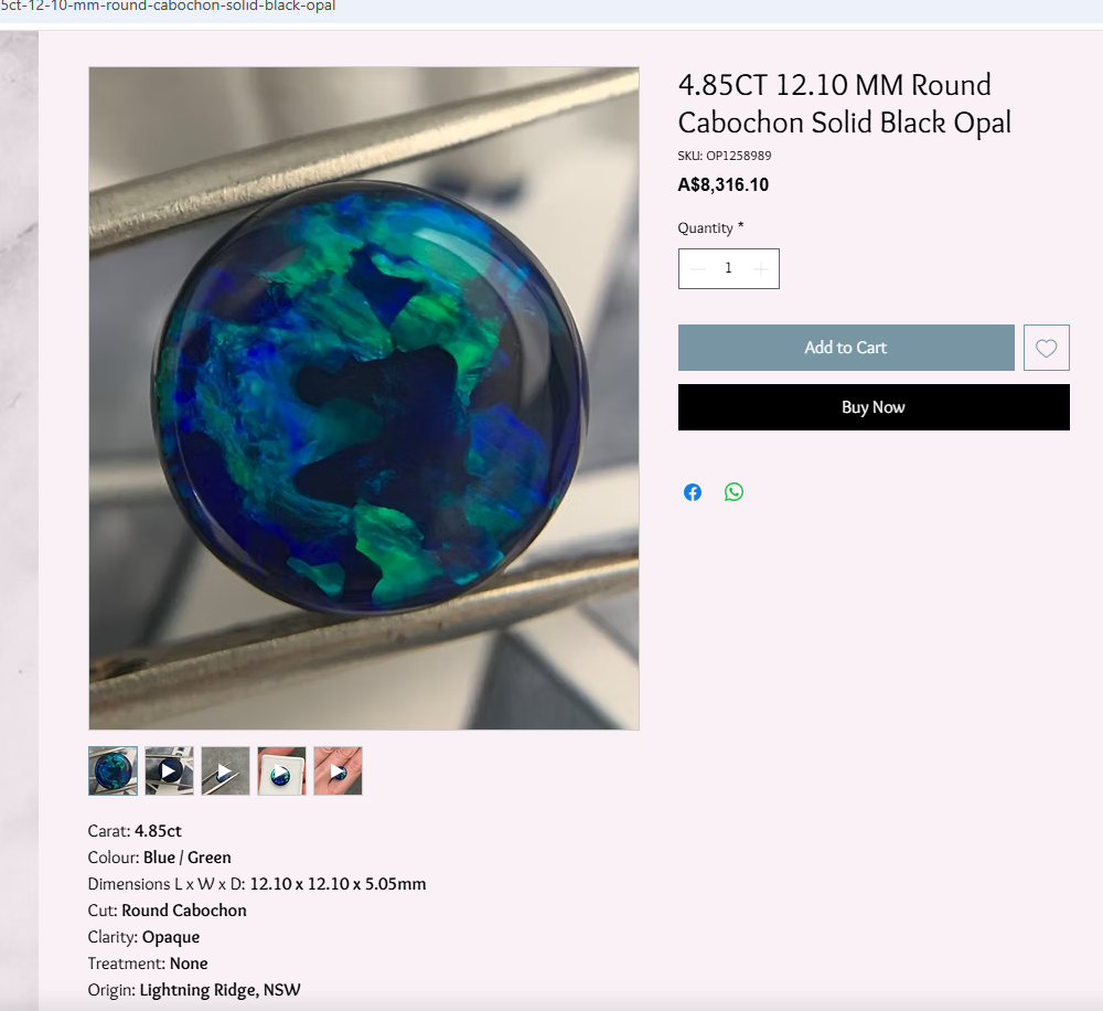 UNDERGROUND GEM CO gemstone product page